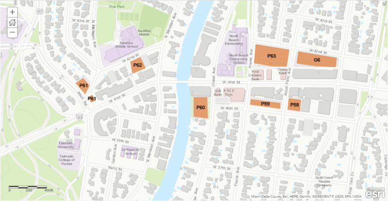 Location of municipal public parking lots